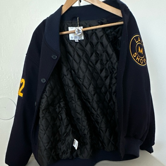 Late Show David Letterman Wool Varsity Jacket Made USA Size L Golden Bear - Picture 11 of 12